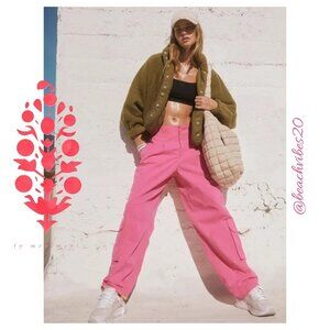 *FP MOVEMENT BY FREE PEOPLE Mesmerize Me Solid Pants Hot Pink Small NWOT FP-118